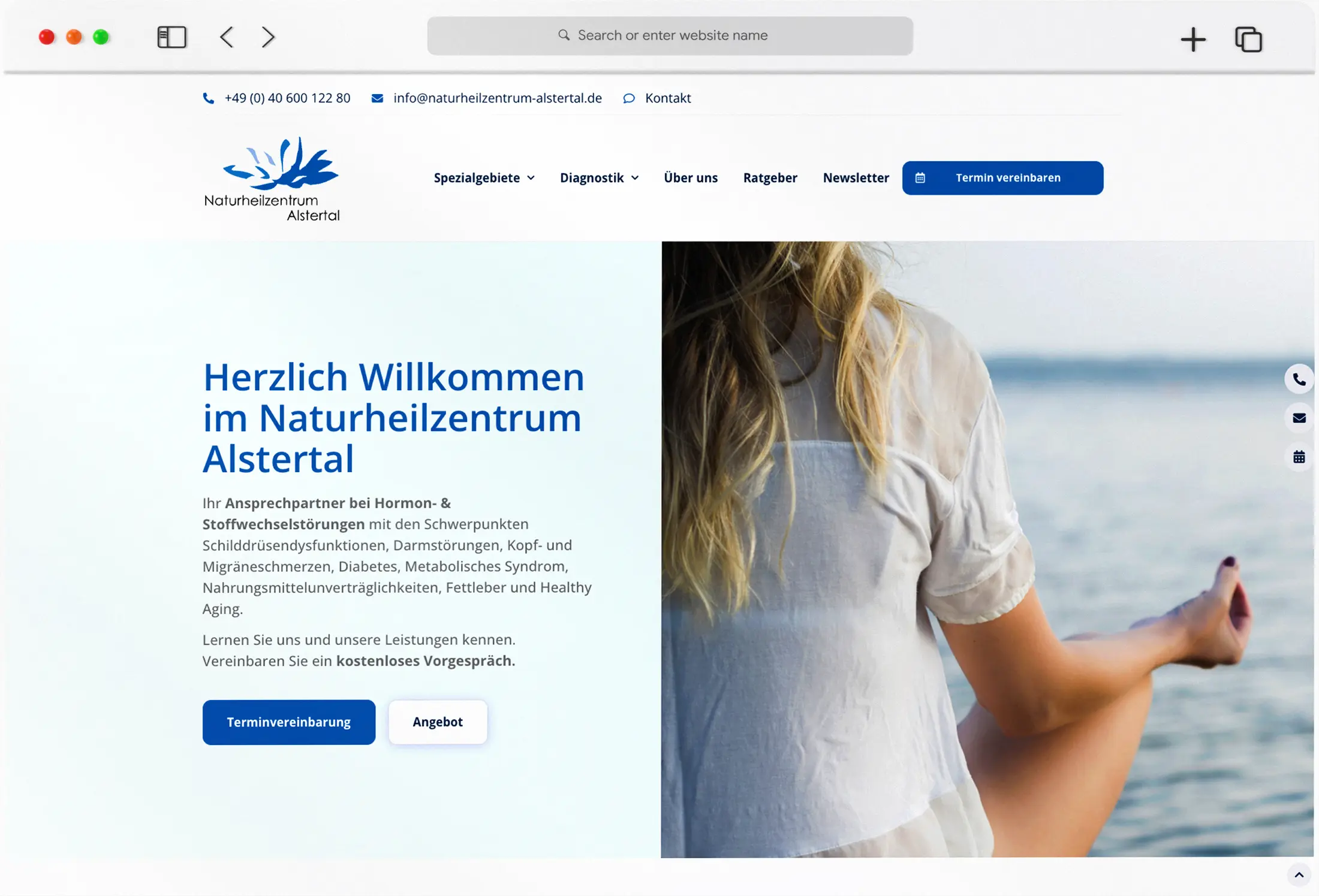 WordPress Elementor website for the Naturheilzentrum Alstertal in Hamburg